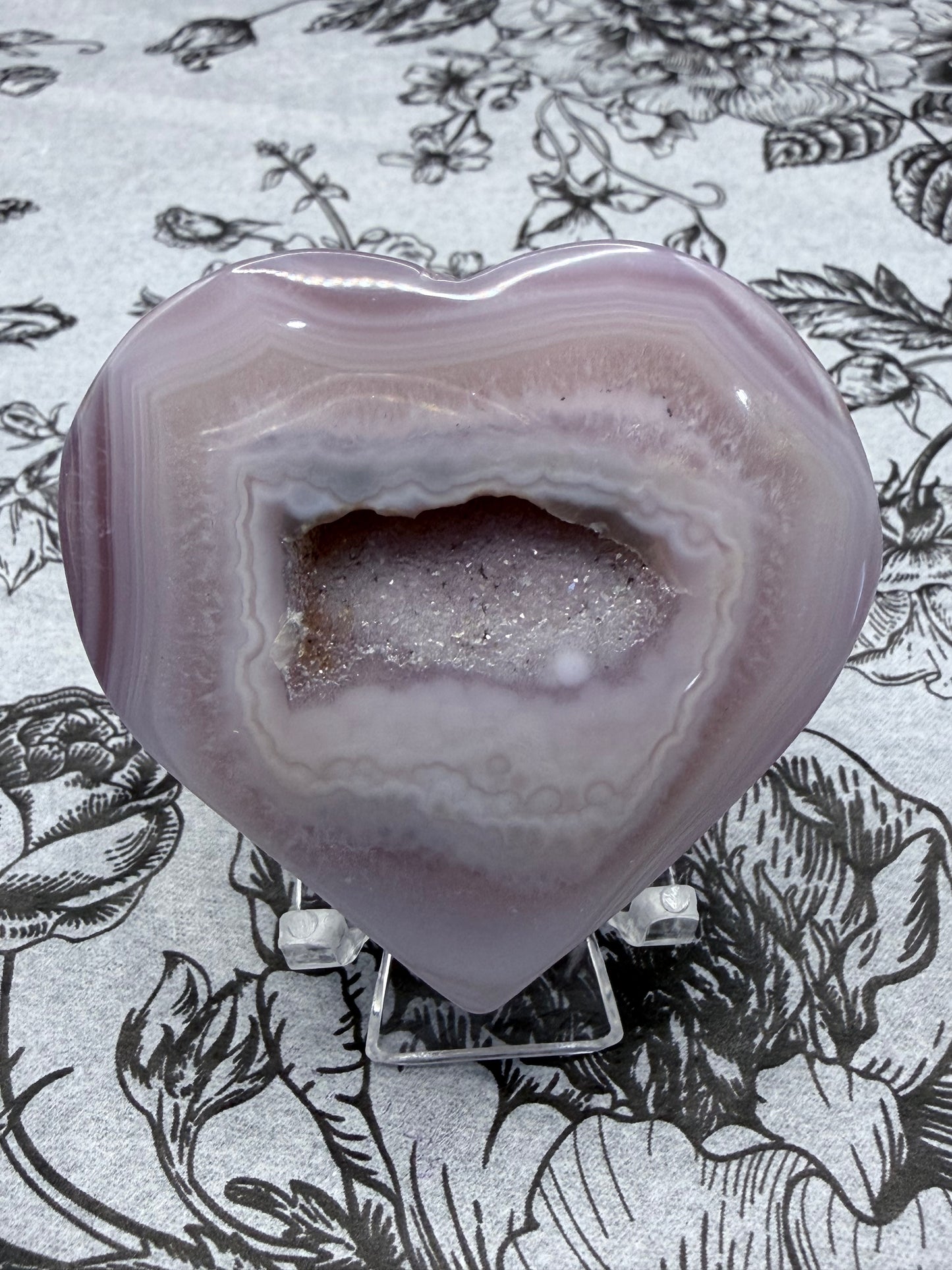 Lilac Agate Druzy Heart (Window Pocket) – 5.6 x 5.3cm | 63g – $16