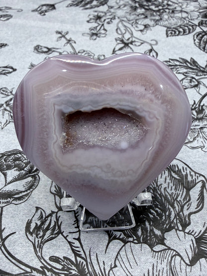 Lilac Agate Druzy Heart (Window Pocket) – 5.6 x 5.3cm | 63g – $16