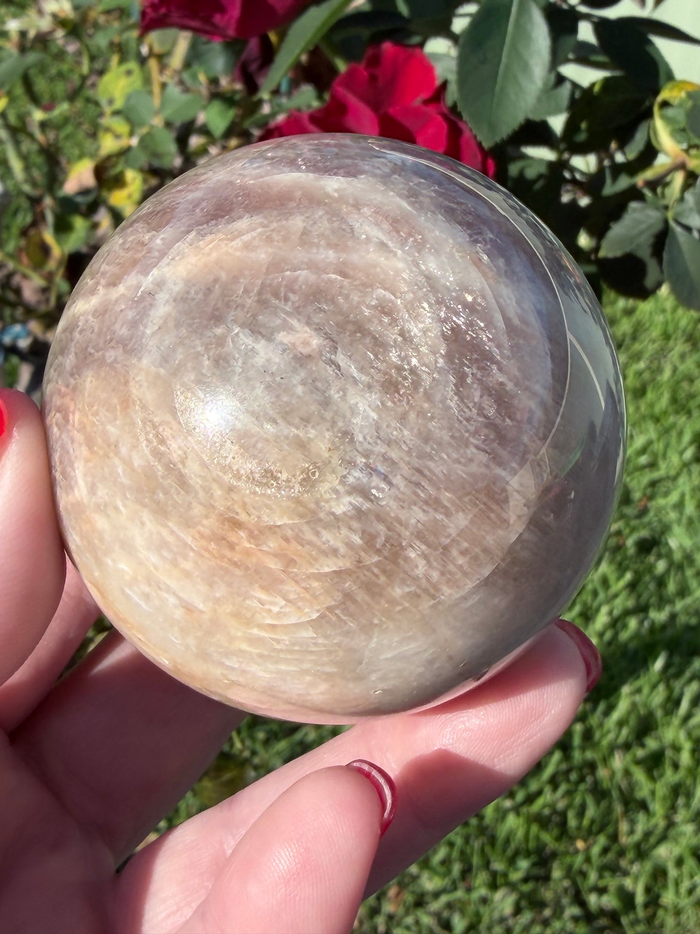Blue Flash Moonstone Sphere – 6.2cm | 328g