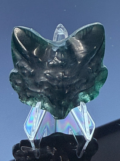 Moss Agate Mini Fox Mask