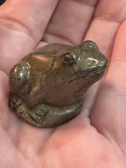 Pyrite Frog Crystal Mini Carving – 4cm