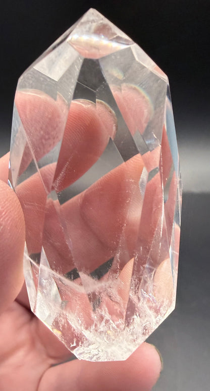 Clear Quartz Polyhedron on Rotating Stand