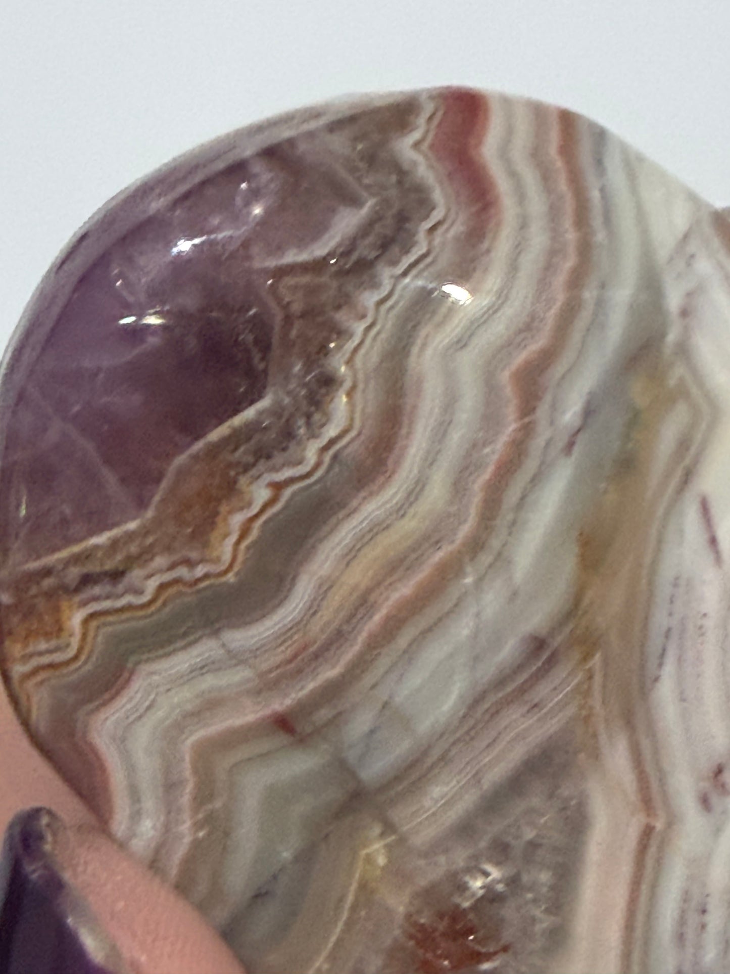 Amethyst & Banded Agate Heart with Acrylic Stand F