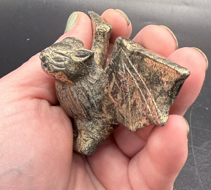 Pyrite Crystal Bat on Stand