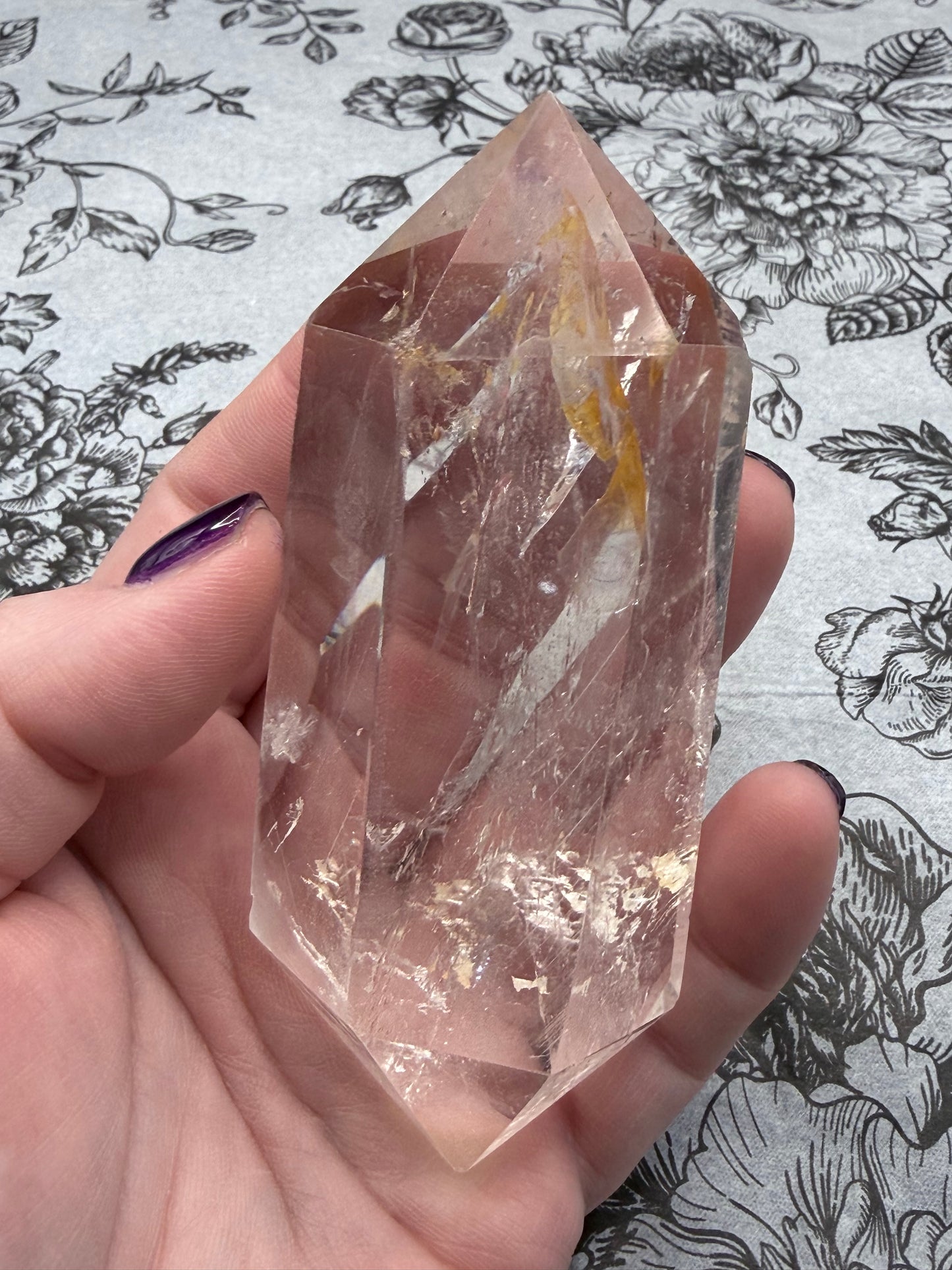 Clear Quartz Double Terminated Point with Golden Healer Inclusion (190g)