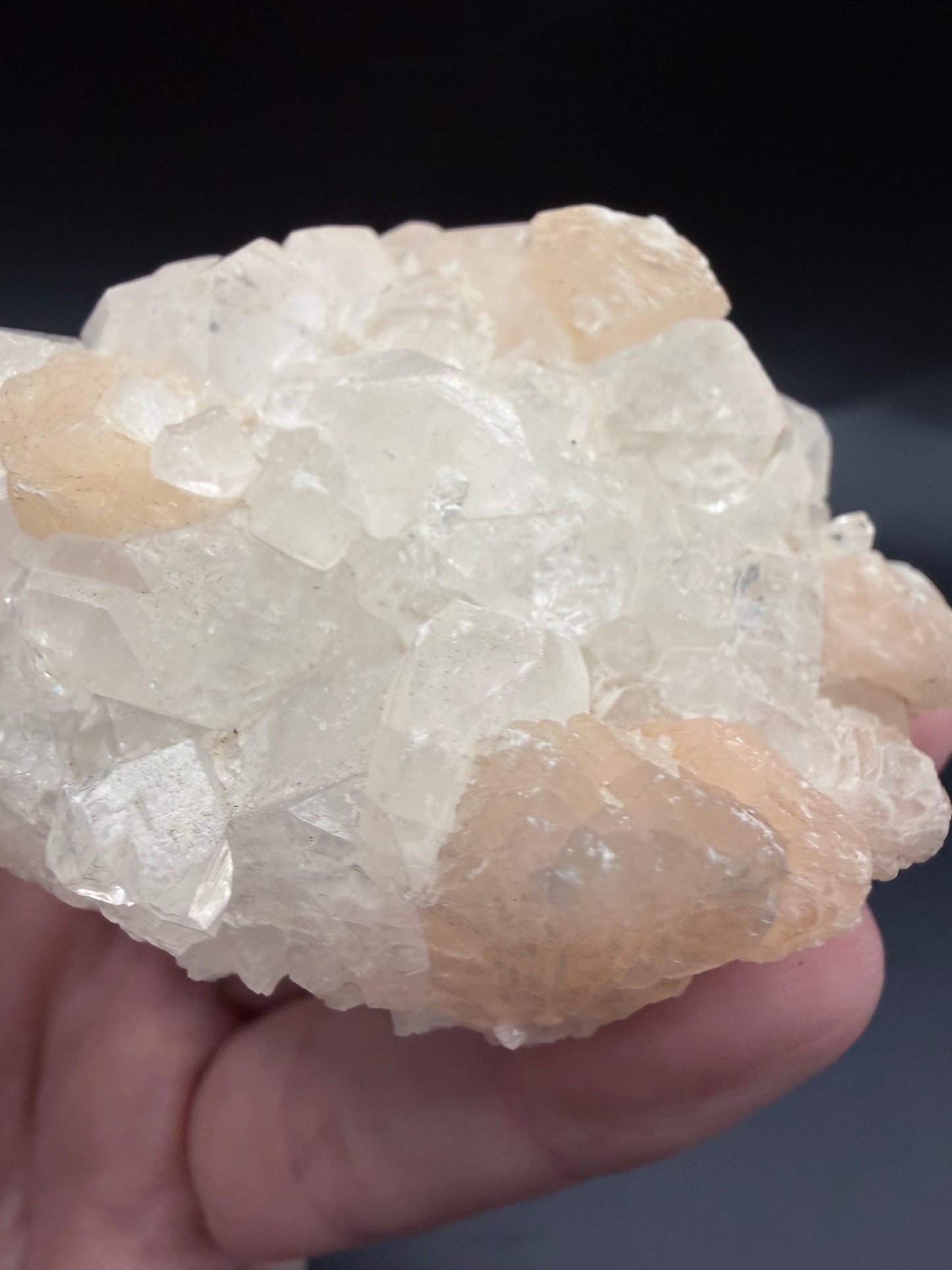 Apophyllite with Peach Stilbite Crystal Cluster