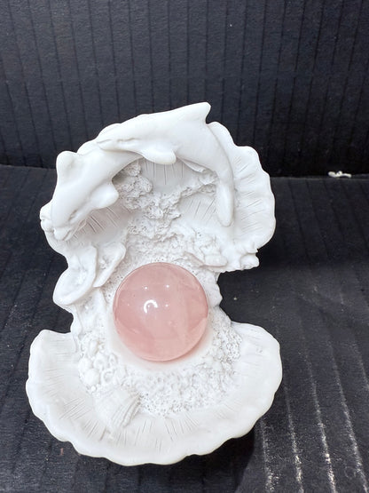 Shell Sphere Stand includes mini rose Quartz Sphere