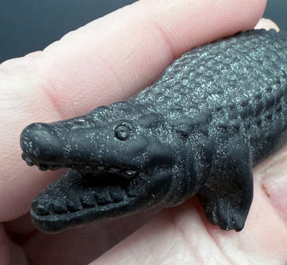 Black Obsidian Crocodile Carving