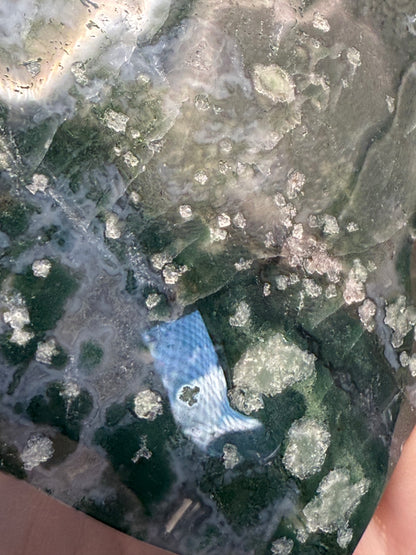 Moss Agate Heart with Stand