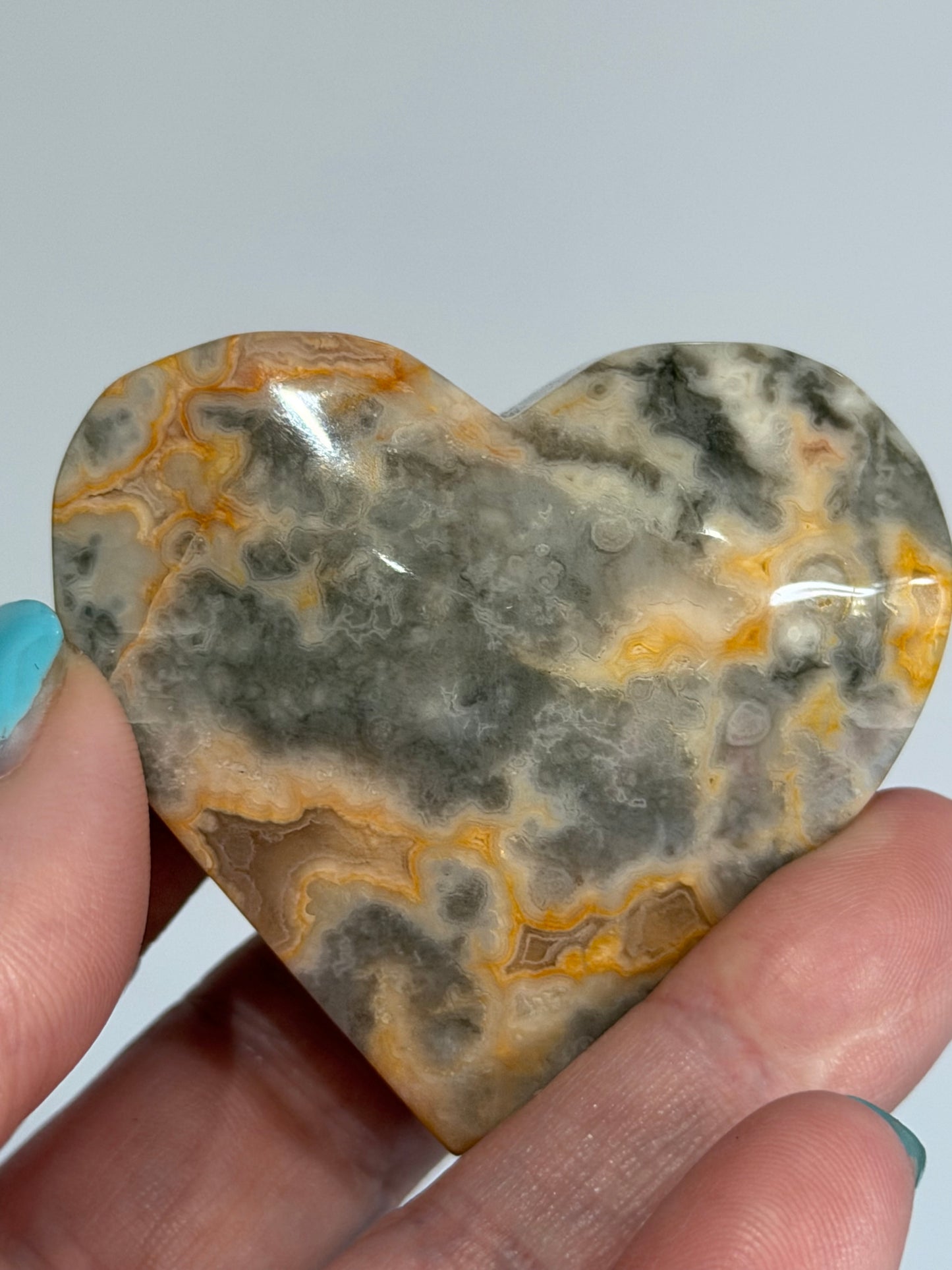 Crazy Lace Agate Free Standing Heart - 5.6cm