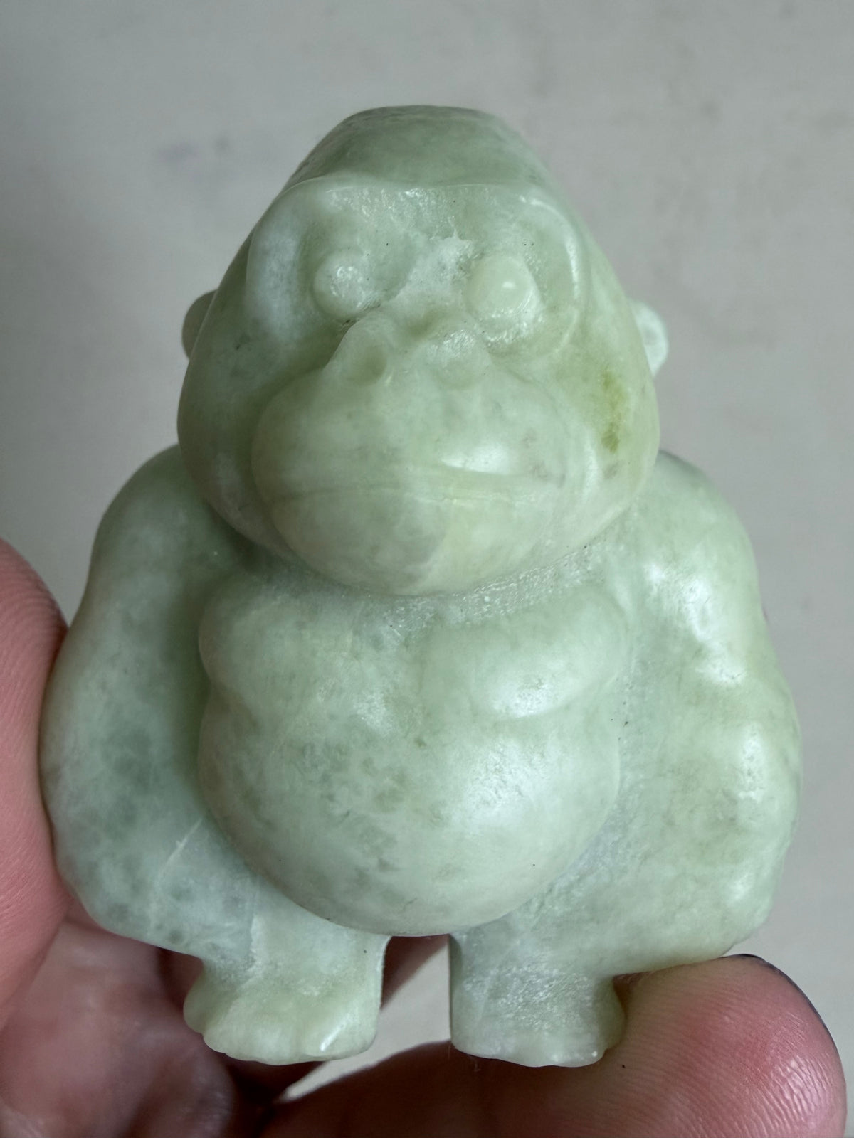 Pale Green Serpentine Gorilla Carving – 6cm