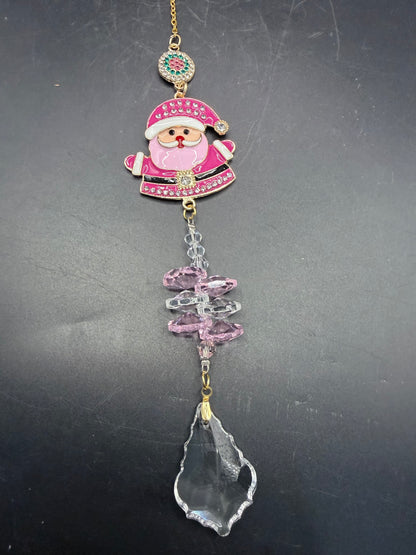 Pink Santa Suncatcher – Crystal Window Hanging