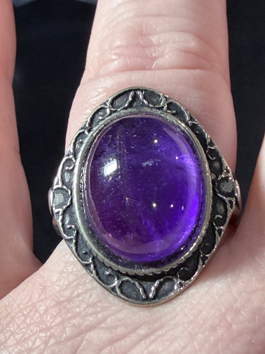 Natural Amethyst Ring | Adjustable Crystal Ring