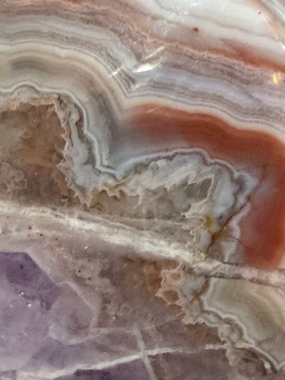 Amethyst & Agate Banded Heart – Free-Standing | 7.4 × 6.8 cm | 150 g B