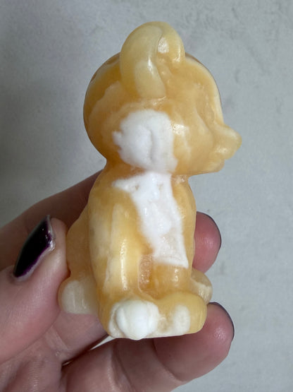 Orange Calcite Leopard Cub Carving – 6.2cm