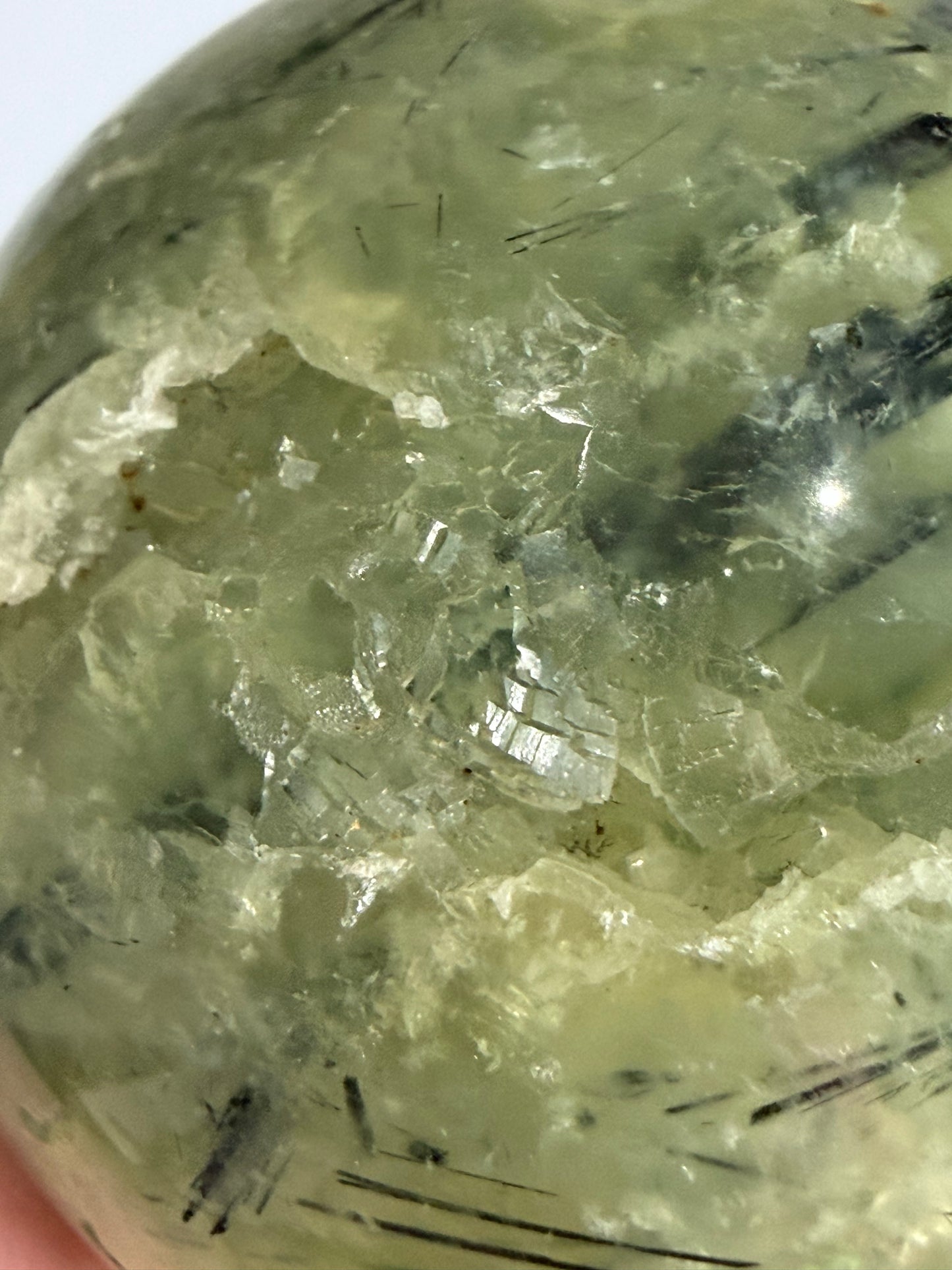 Prehnite with Epidote Inclusion Sphere D - 6cm