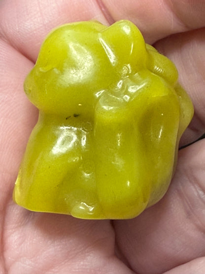 Lime Green Jade 9 Tail Fox Carving