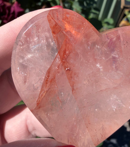 Fire Quartz Flat Heart (Hematoid Quartz) Heart – 5.6 cm | 106 g