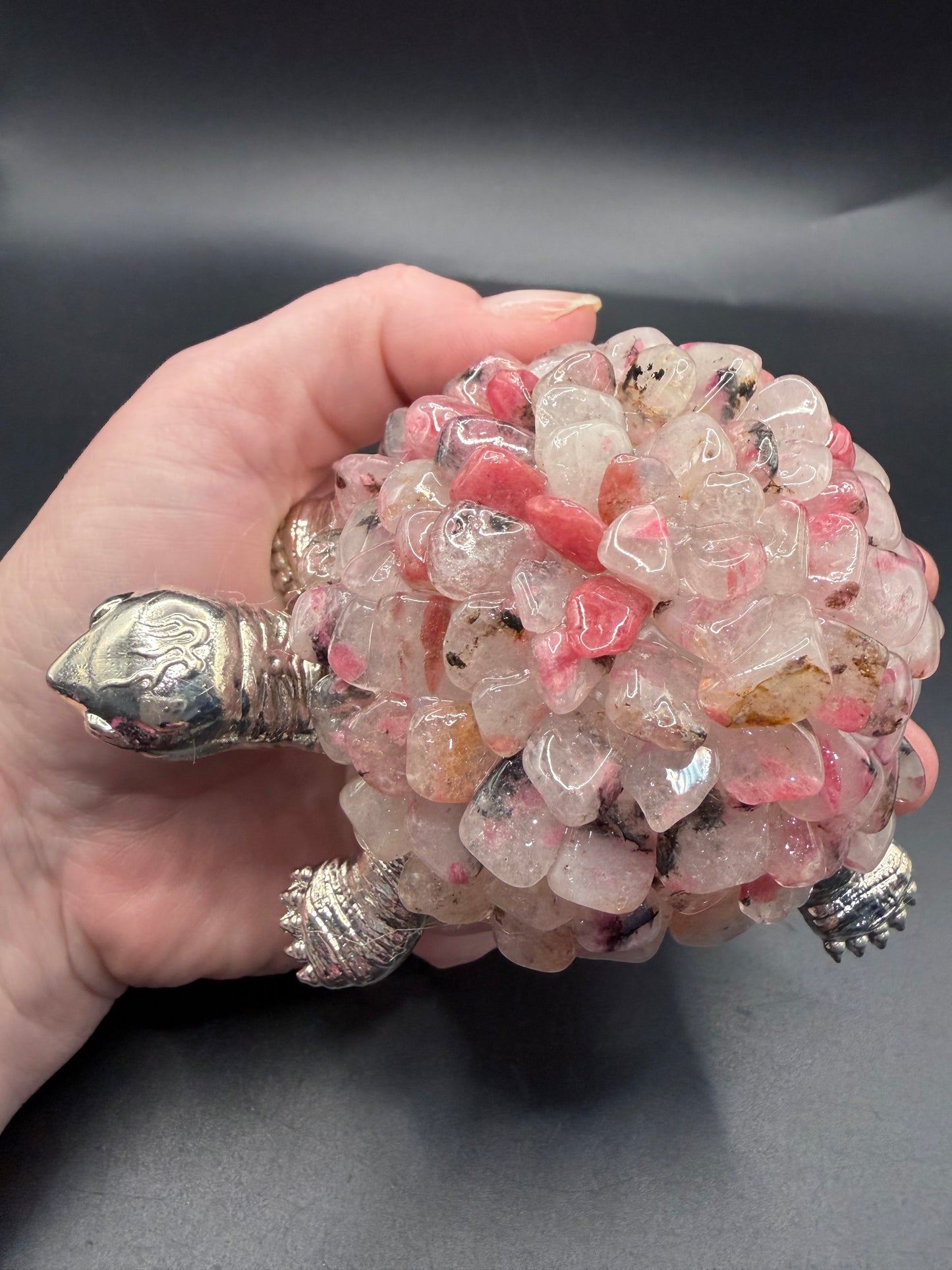 Rhodonite Crystal Turtle Lamp