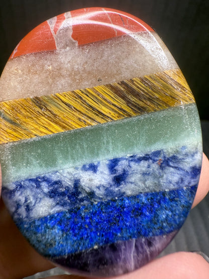 7 Chakra Palm Stone (Bonded) – Oval Worry Stone