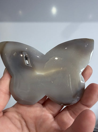 Dendritic Agate Druzy Butterfly Carving – 10.5cm | 144g
