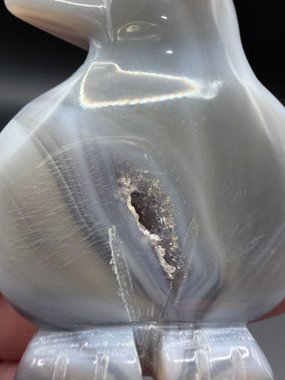 Grey Agate Penguin with Druzy Pocket