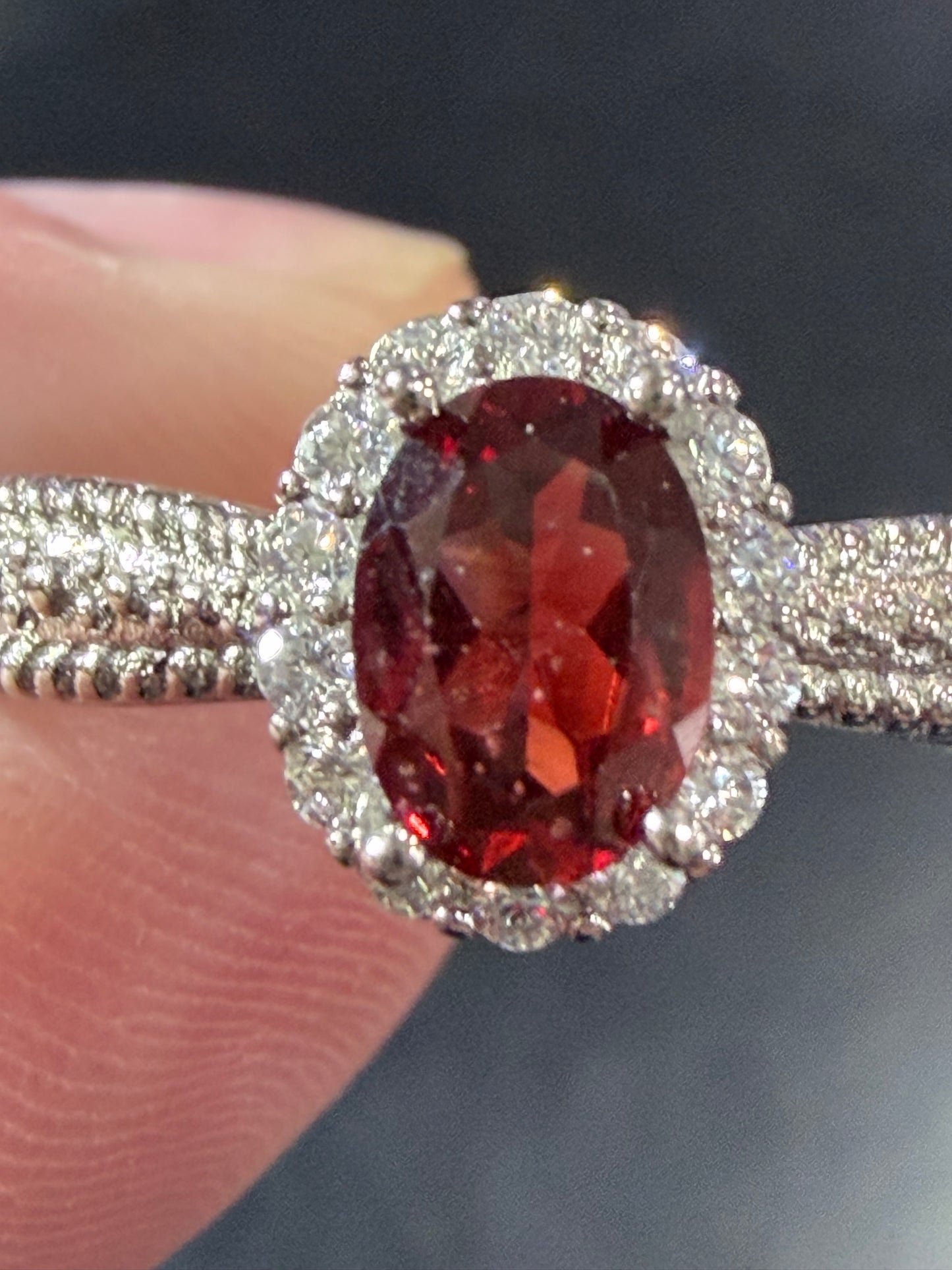 Adjustable Garnet Halo Ring