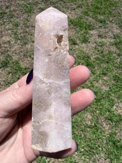 Flower Agate Druzy Tower 10.5 × 3.6 cm | 160 g