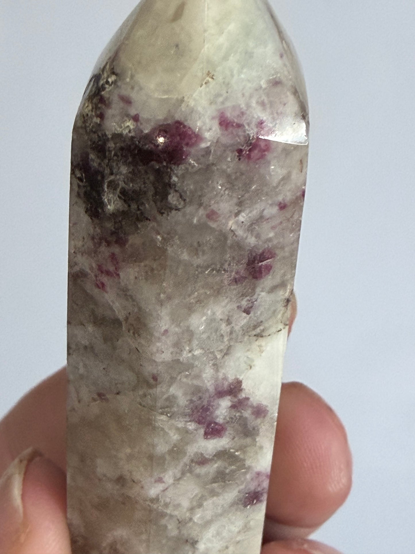 Pink Tourmaline in Quartz Crystal Tower – 10.2cm | 82g C