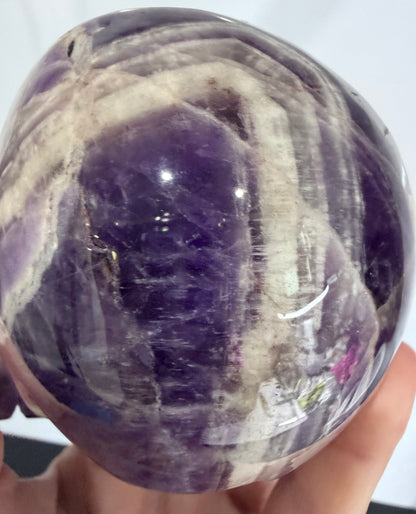 Chevron Amethyst Skull – 950g Statement Piece (One-of-a-Kind)