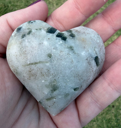 Green Tourmaline in Quartz Heart