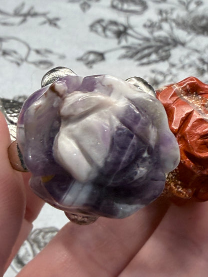 Dream Amethyst & Red Jasper Crystal Double Rose Stem (20cm)