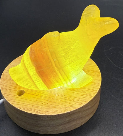 Golden Yellow Fluorite Dolphin Carving – 152g | 8 x 4.1cm