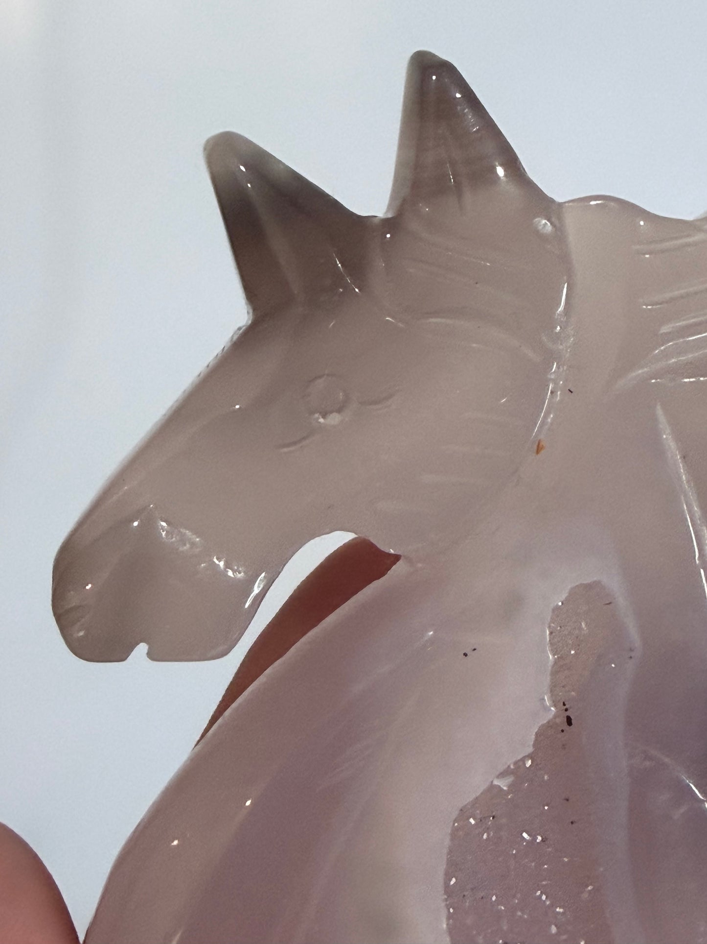 Chalcedony Unicorn Druzy Carving – 10cm | 145g