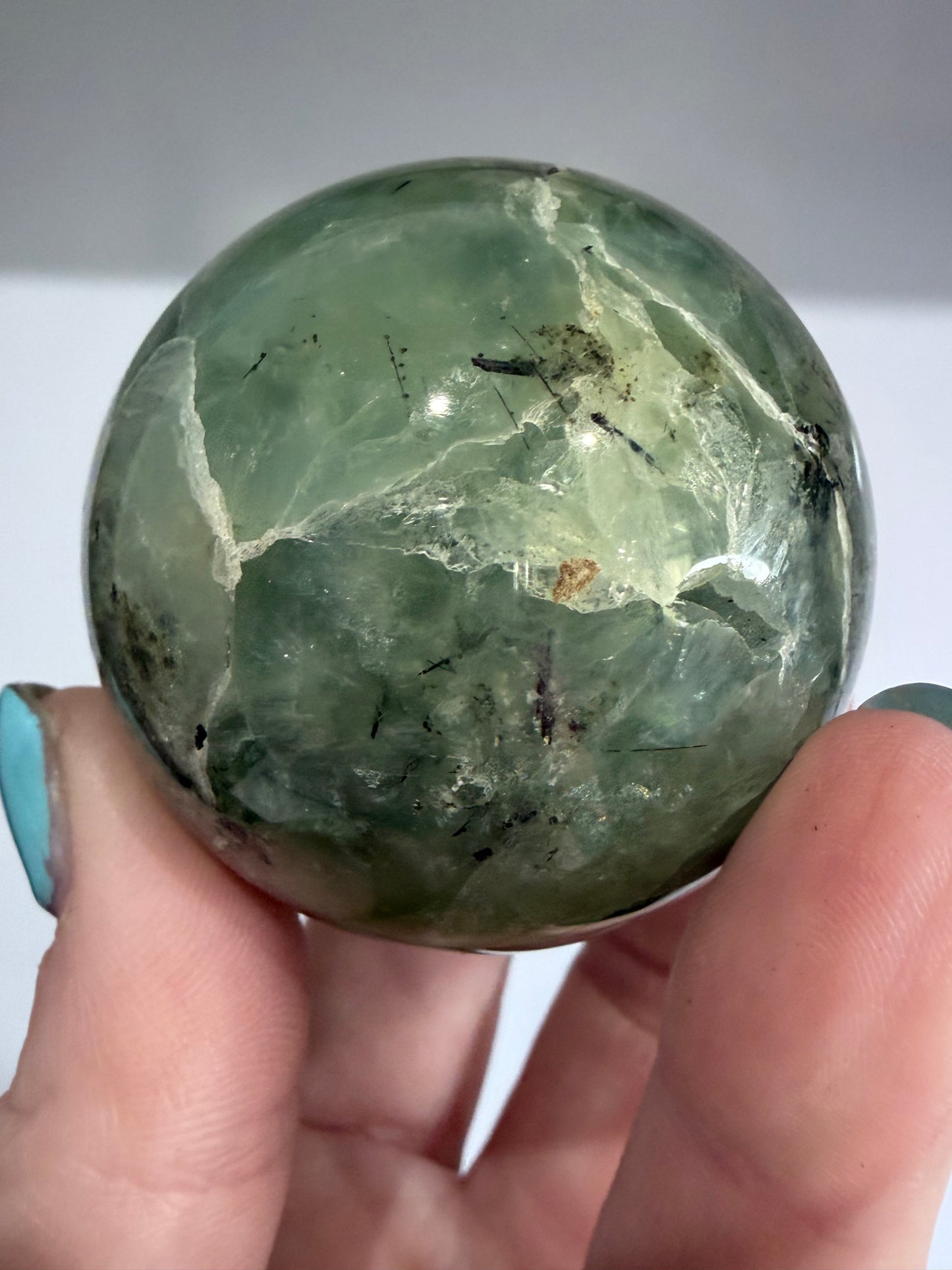 Prehnite with Epidote Sphere with Natural Crystal Pocket |  A - 5cm