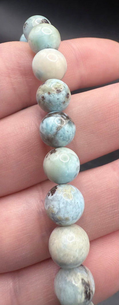 Rare Larimar 8mm Bracelet - Crystal wonderland By Lisa