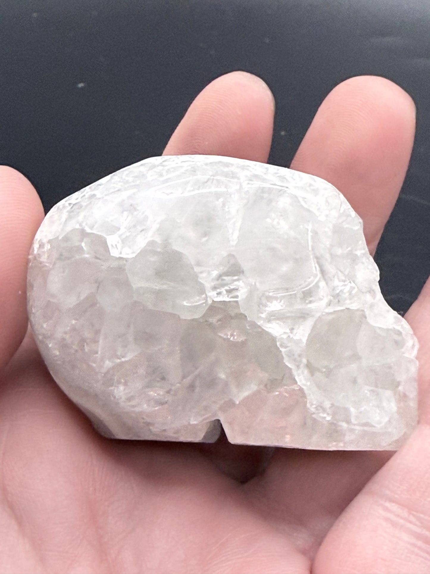 Moss Agate with Quartz Skull Carving – 120g | 5.5 × 5cm