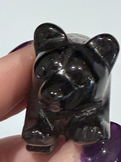 Black Obsidian Bear Carving