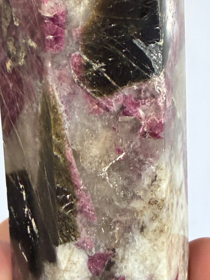 Pink Tourmaline in Quartz Crystal Tower – 9.2cm | 155g D