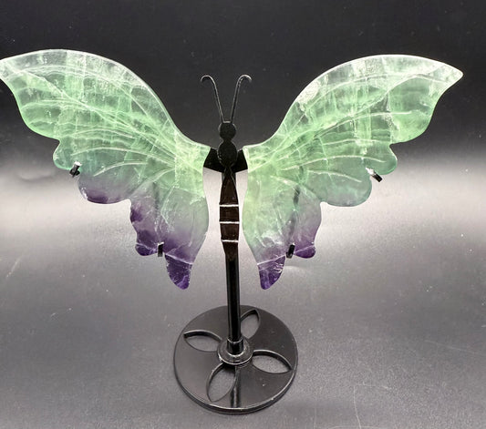 Rainbow Fluorite Butterfly with Stand