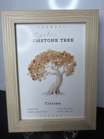 Citrine Gemstone Tree Framed Crystal Art | 15 x 20cm