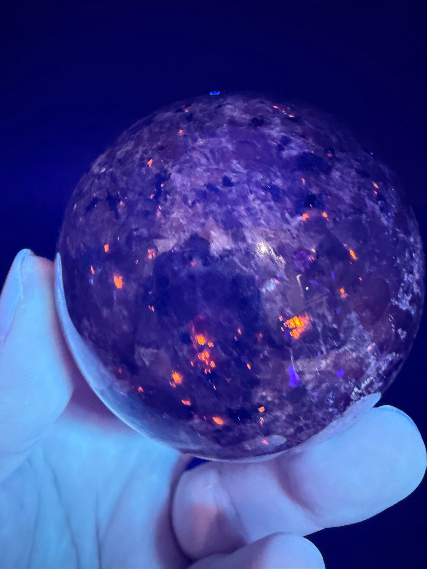 Yooperlite Sphere – UV Reactive Orange Glow