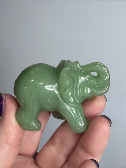 Green Aventurine Elephant Carving