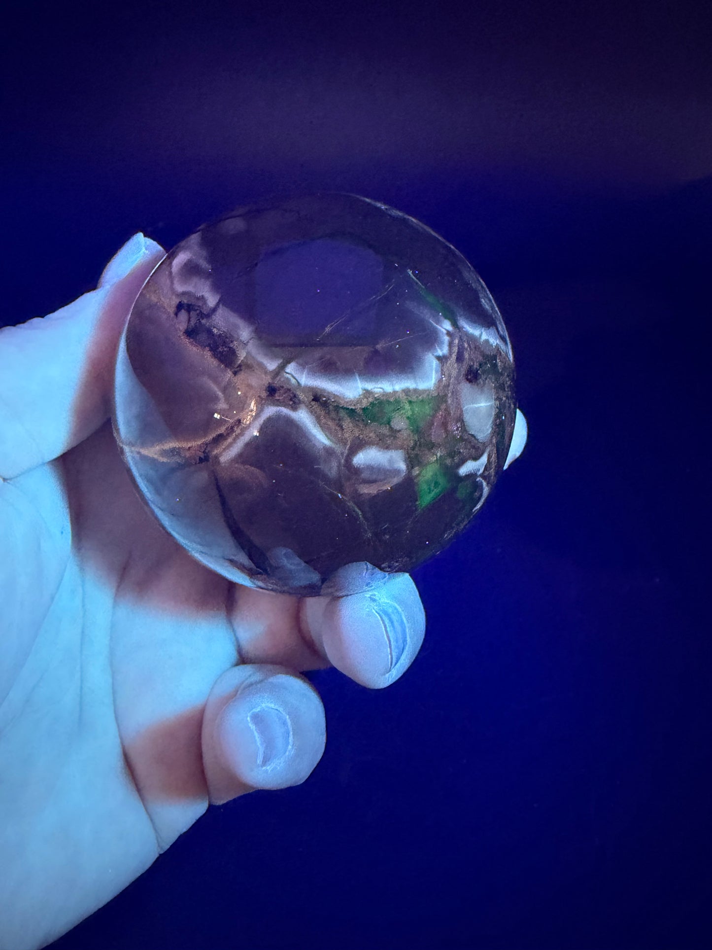 Volcano Agate Sphere – UV Reactive Green Glow