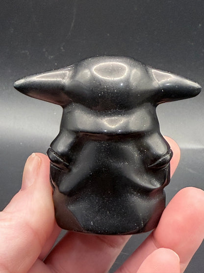 Black Obsidian Yoda Carving