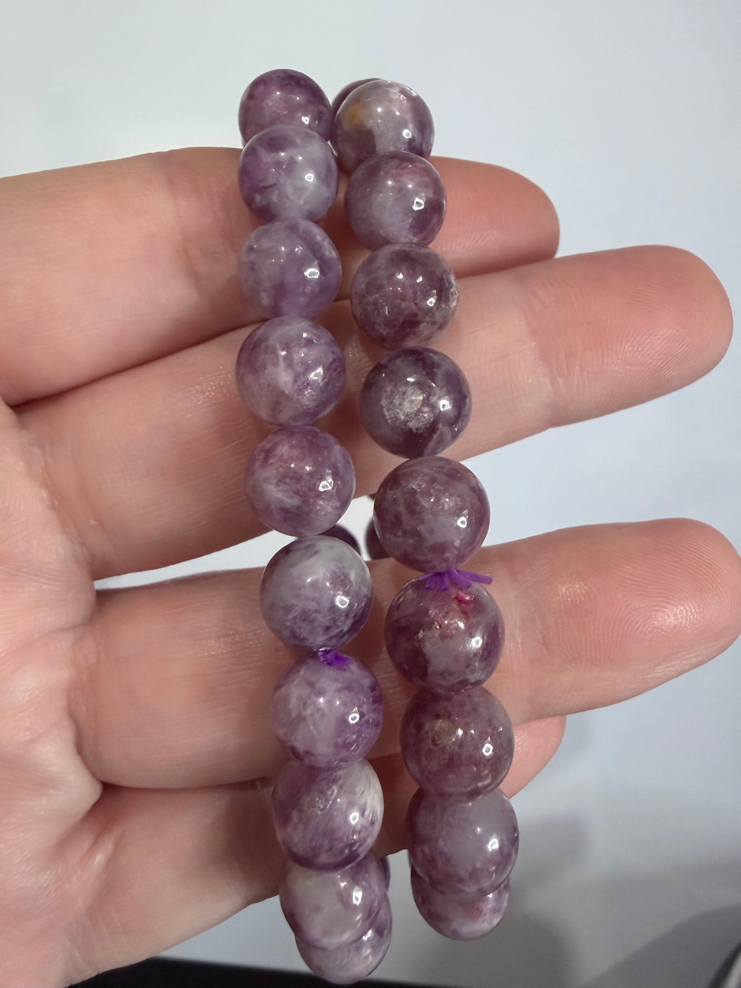 9mm Lepidolite (Lithium Mica) Bracelet – | Calming Purple Tones & Natural Shimmer