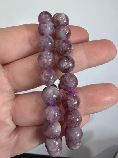 9mm Lepidolite (Lithium Mica) Bracelet – | Calming Purple Tones & Natural Shimmer