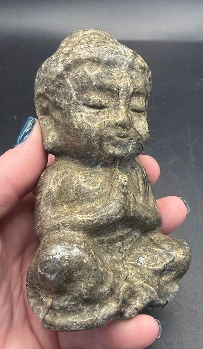 Pyrite Buddha Carving – 12 × 6.5 cm (692 g)