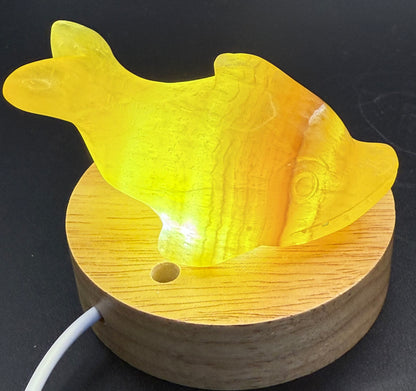 Golden Yellow Fluorite Dolphin Carving – 152g | 8 x 4.1cm