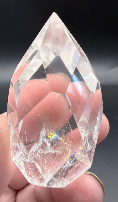 Clear Quartz Polyhedron on Rotating Stand